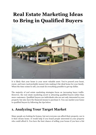 Real Estate Marketing Ideas to Bring in Qualified Buyers