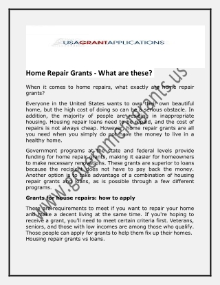 Housing repair loans