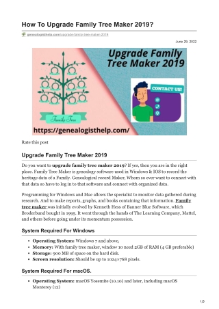 Upgrade Family Tree Maker 2019
