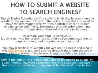 HOW TO SUBMIT A WEBSITE TO SEARCH ENGINES