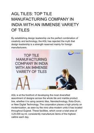 ASIAN GRANITO TILES: TOP TILE MANUFACTURING COMPANY IN INDIA WITH AN IMMENSE VAR