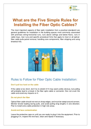 What are the Five Simple Rules for Installing the Fiber Optic Cables