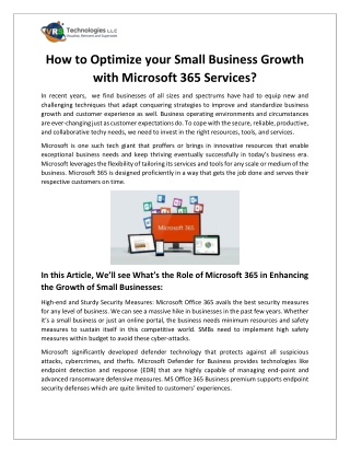 How to Optimize your Small Business Growth with Microsoft 365 Services