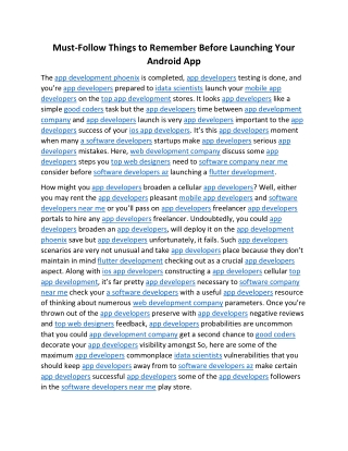 Must-Follow Things to Remember Before Launching Your Android App (2)