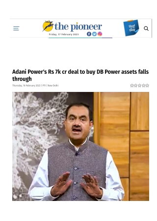 Adani Power's Rs 7k cr deal to buy DB Power assets falls through