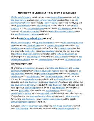 Note Down to Check out If You Want a Secure App