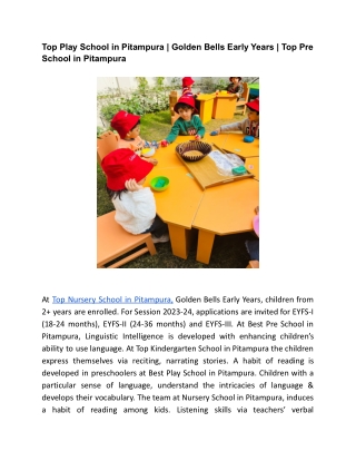 Top Play School in Pitampura | Golden Bells Early Years |