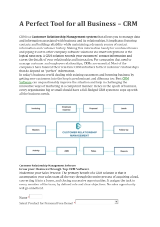 A Perfect Tool for all Business – CRM