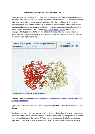 RNA Analysis Transcriptomics Market