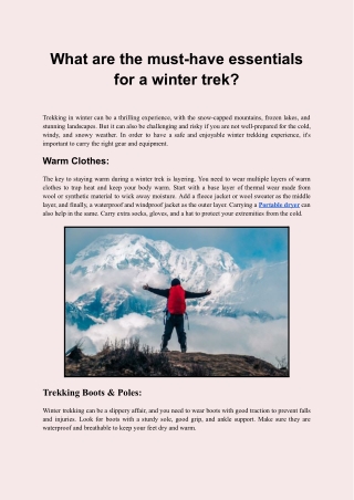 What are the must-have essentials for a winter trek