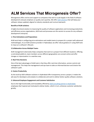 ALM Services That Microgenesis Offer