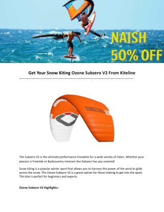 Get Your Snow Kiting Ozone Subzero V2 From Kiteline.