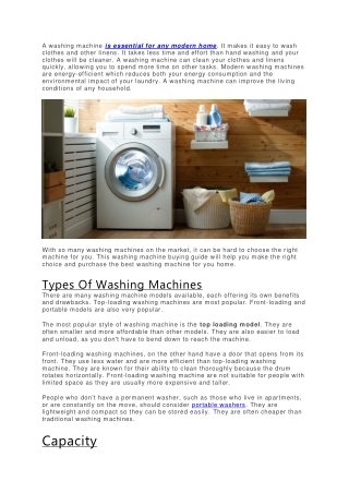 Washing Machine Buying Guide – Everything You Need To Know