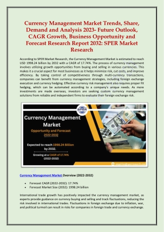 Currency Management Market Trends, Share, Demand and Analysis 2022-2032