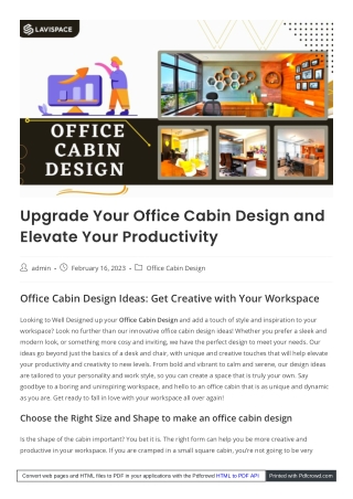 How to choose the best interior for your office cabin design | Lavispace