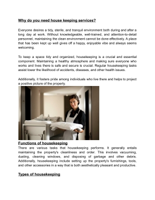 Best House Keeping Service provider