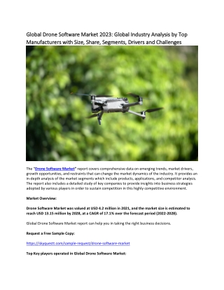 Global Drone Software Market 2023: Global Industry Analysis by Top Manufacturers