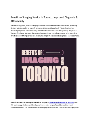 Get Accurate Diagnoses with High-End Quantum Imaging in Toronto