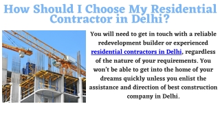How Should I Choose My Residential Contractor in Delhi
