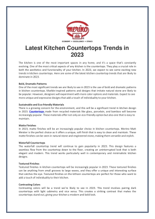 Latest Kitchen Countertops Trends in 2023