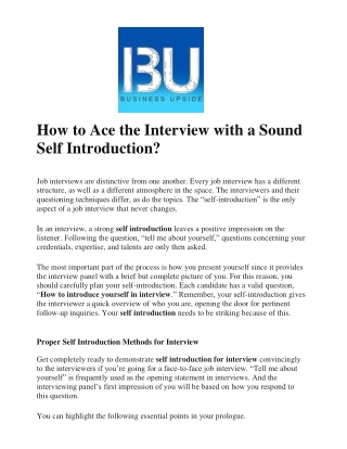 How to Ace the Interview with a Sound Self Introduction