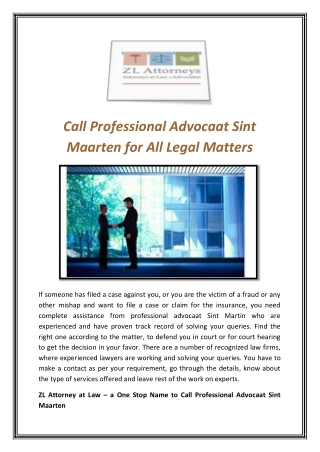 Call Professional Advocaat Sint Maarten for All Legal Matters