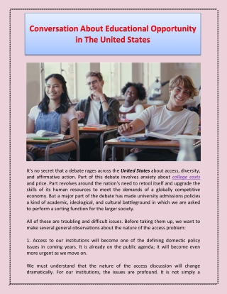 Conversation About Educational Opportunity in The United States