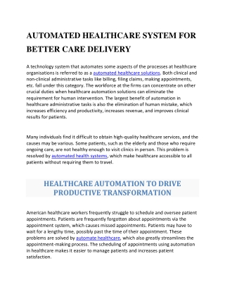 Automated healthcare solutions