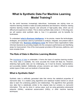 What Is Synthetic Data For Machine Learning Model Training_