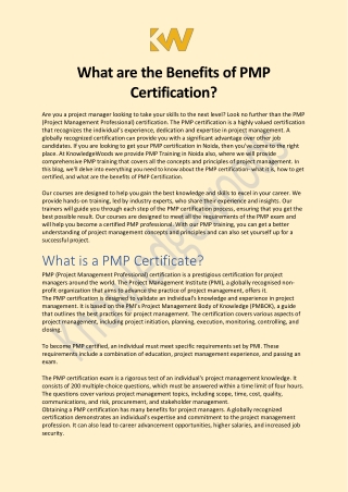 What are the Benefits of PMP Certification