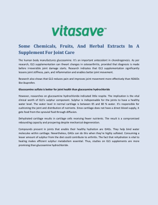 Some Chemicals, Fruits, And Herbal Extracts In A Supplement For Joint Care