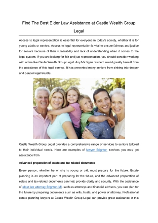 Find The Best Elder Law Assistance at Castle Wealth Group Legal