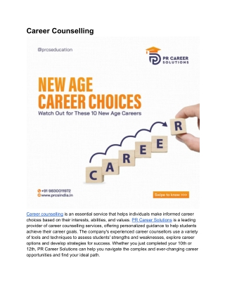 Career Counselling | PR Career Solutions