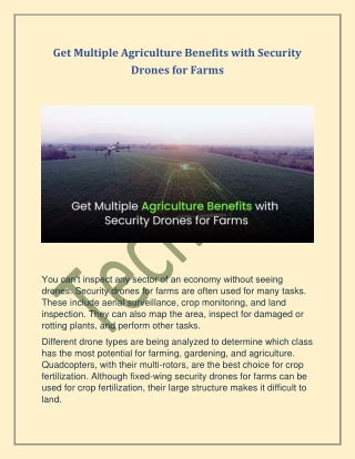 Get Multiple Agriculture Benefits with Security Drones for Farms