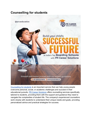 Counselling for students | PR Career Solutions