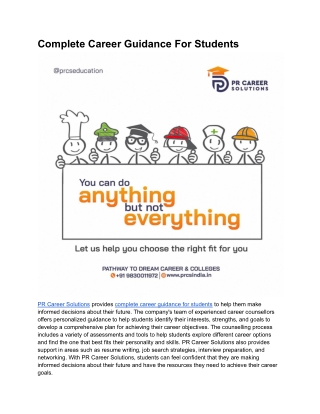 Complete Career Guidance For Students | PR Career Solutions