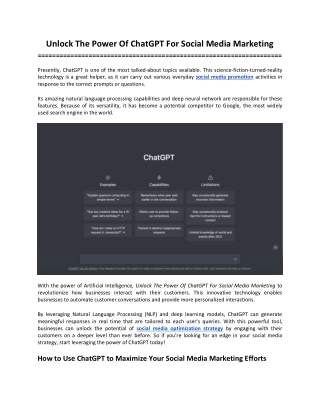 Unlock The Power Of ChatGPT For Social Media Marketing