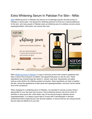 Extra Whitening Serum In Pakistan For Skin - Nifdo