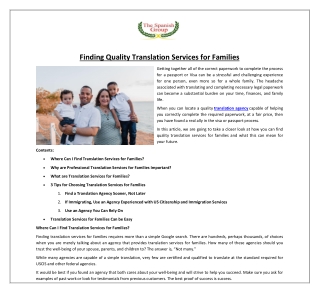 Finding Quality Translation Services for Families