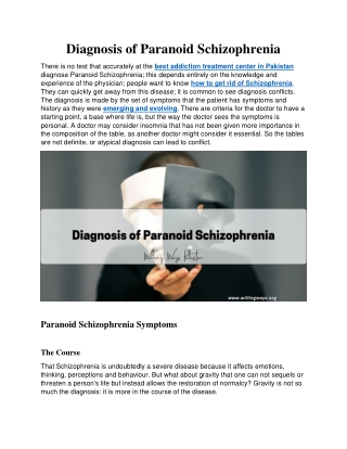 Diagnosis of Paranoid Schizophrenia