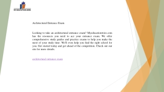 Architectural Entrance Exam   Myeducationwire.com