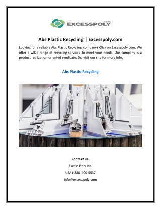 Abs Plastic Recycling  Excesspoly