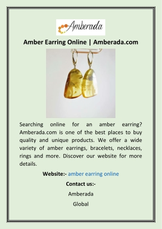 Amber Earring Online  Amberada