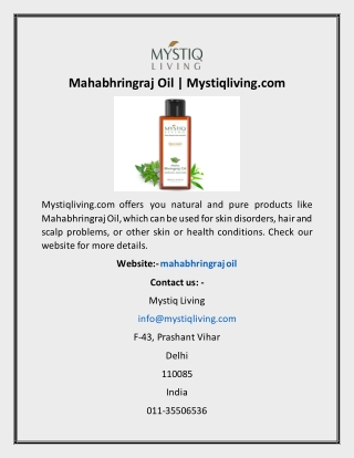 Mahabhringraj Oil | Mystiqliving.com