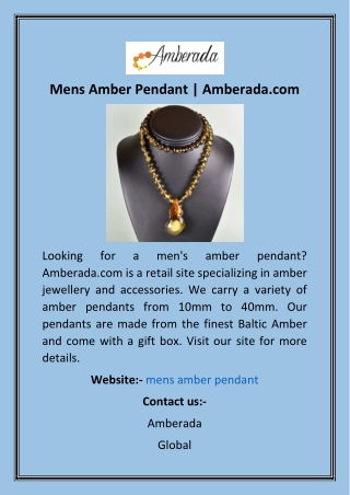 Mens Amber Pendant  Amberada