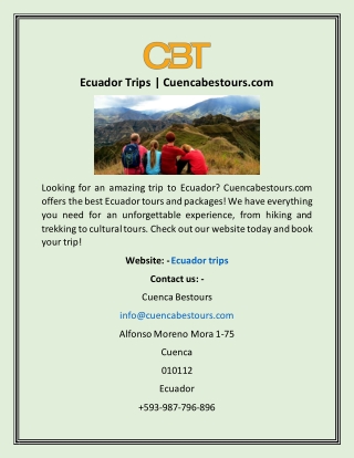 Ecuador Trips | Cuencabestours.com