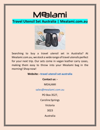 Travel Utensil Set Australia | Mealami.com.au