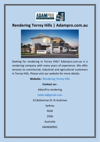 Rendering Terrey Hills  Adampro.com