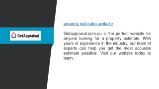 Property Estimates Website  Getappraisal.com.au