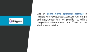 Online Home Appraisal Estimate  Getappraisal.com.au
